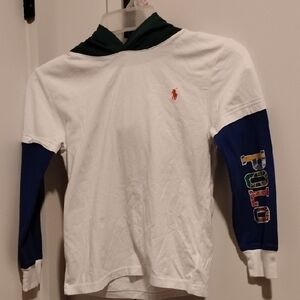 Polo by Ralph Lauren Kids White and Blue Long Sleeve Tee